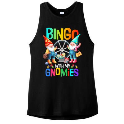 Bingo With My Gnomies Fun Bingo Gnome Squad Merry Christmas Ladies PosiCharge Tri-Blend Wicking Tank