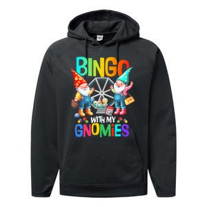 Bingo With My Gnomies Fun Bingo Gnome Squad Merry Christmas Performance Fleece Hoodie