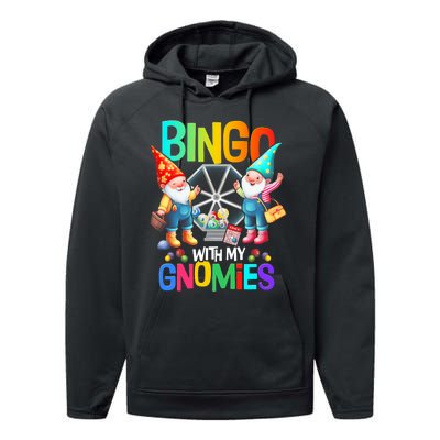 Bingo With My Gnomies Fun Bingo Gnome Squad Merry Christmas Performance Fleece Hoodie