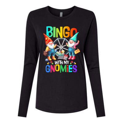 Bingo With My Gnomies Fun Bingo Gnome Squad Merry Christmas Womens Cotton Relaxed Long Sleeve T-Shirt