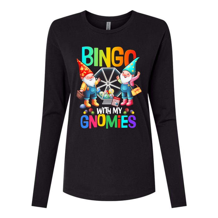 Bingo With My Gnomies Fun Bingo Gnome Squad Merry Christmas Womens Cotton Relaxed Long Sleeve T-Shirt