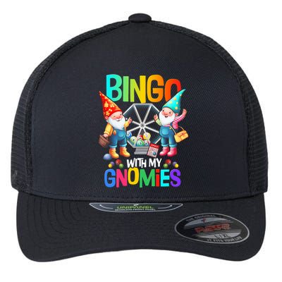 Bingo With My Gnomies Fun Bingo Gnome Squad Merry Christmas Flexfit Unipanel Trucker Cap