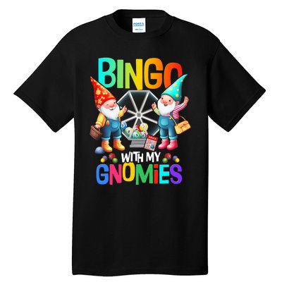 Bingo With My Gnomies Fun Bingo Gnome Squad Merry Christmas Tall T-Shirt