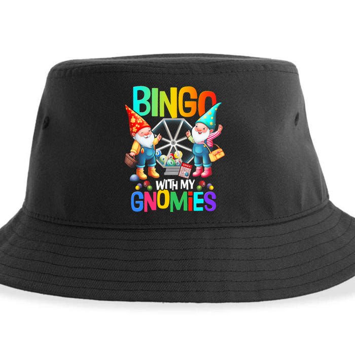 Bingo With My Gnomies Fun Bingo Gnome Squad Merry Christmas Sustainable Bucket Hat