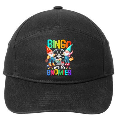 Bingo With My Gnomies Fun Bingo Gnome Squad Merry Christmas 7-Panel Snapback Hat