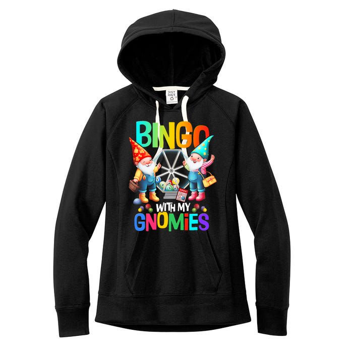 Bingo With My Gnomies Fun Bingo Gnome Squad Merry Christmas Women's Fleece Hoodie