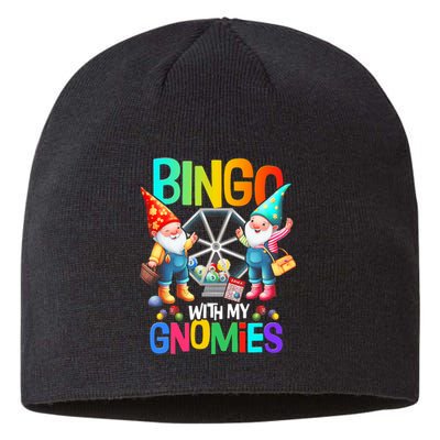 Bingo With My Gnomies Fun Bingo Gnome Squad Merry Christmas Sustainable Beanie