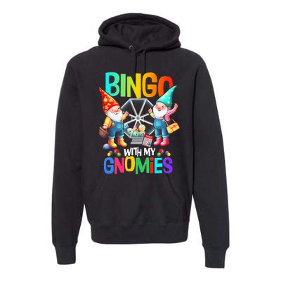 Bingo With My Gnomies Fun Bingo Gnome Squad Merry Christmas Premium Hoodie