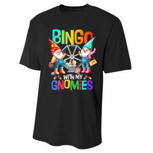 Bingo With My Gnomies Fun Bingo Gnome Squad Merry Christmas Performance Sprint T-Shirt