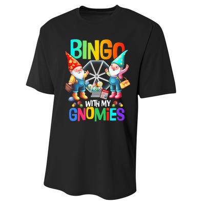 Bingo With My Gnomies Fun Bingo Gnome Squad Merry Christmas Performance Sprint T-Shirt