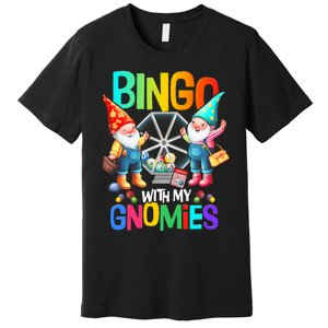 Bingo With My Gnomies Fun Bingo Gnome Squad Merry Christmas Premium T-Shirt