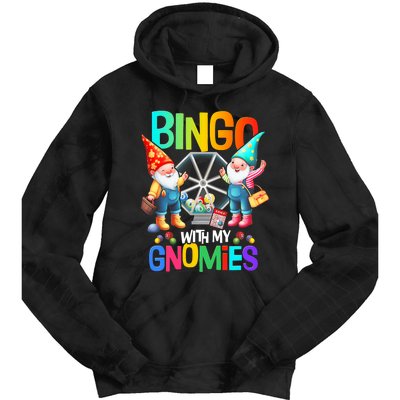 Bingo With My Gnomies Fun Bingo Gnome Squad Merry Christmas Tie Dye Hoodie