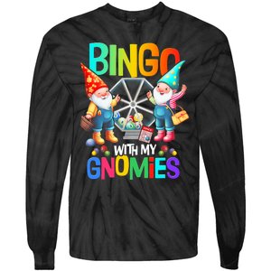 Bingo With My Gnomies Fun Bingo Gnome Squad Merry Christmas Tie-Dye Long Sleeve Shirt