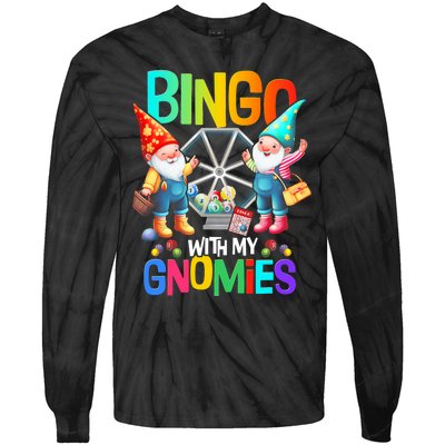 Bingo With My Gnomies Fun Bingo Gnome Squad Merry Christmas Tie-Dye Long Sleeve Shirt