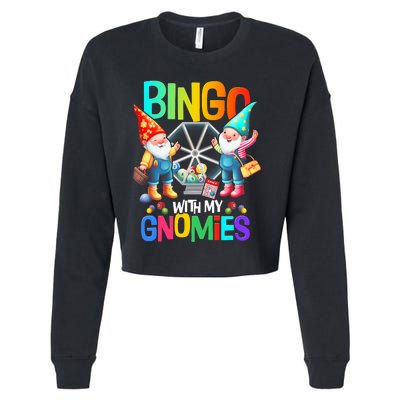 Bingo With My Gnomies Fun Bingo Gnome Squad Merry Christmas Cropped Pullover Crew