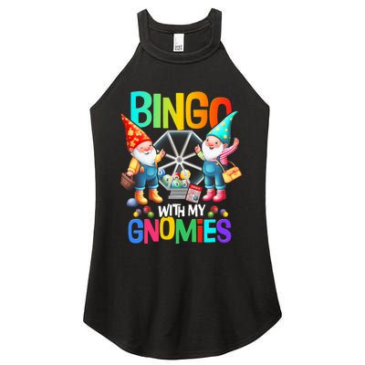 Bingo With My Gnomies Fun Bingo Gnome Squad Merry Christmas Women's Perfect Tri Rocker Tank