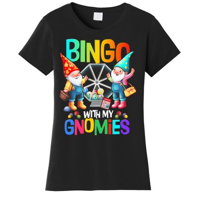 Bingo With My Gnomies Fun Bingo Gnome Squad Merry Christmas Women's T-Shirt