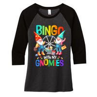 Bingo With My Gnomies Fun Bingo Gnome Squad Merry Christmas Women's Tri-Blend 3/4-Sleeve Raglan Shirt