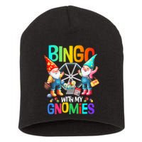 Bingo With My Gnomies Fun Bingo Gnome Squad Merry Christmas Short Acrylic Beanie