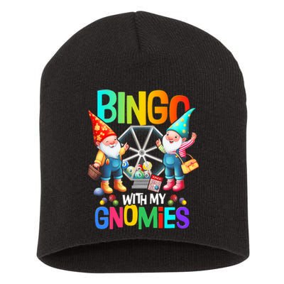 Bingo With My Gnomies Fun Bingo Gnome Squad Merry Christmas Short Acrylic Beanie