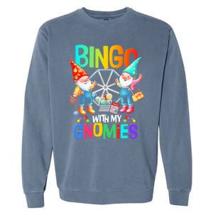 Bingo With My Gnomies Fun Bingo Gnome Squad Merry Christmas Garment-Dyed Sweatshirt