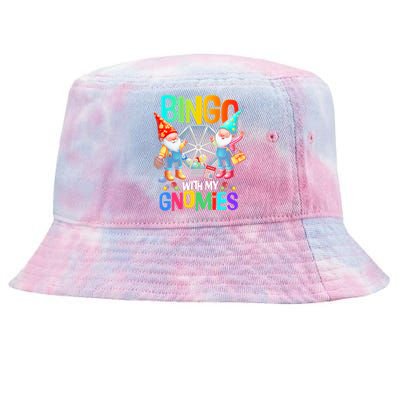 Bingo With My Gnomies Fun Bingo Gnome Squad Merry Christmas Tie-Dyed Bucket Hat