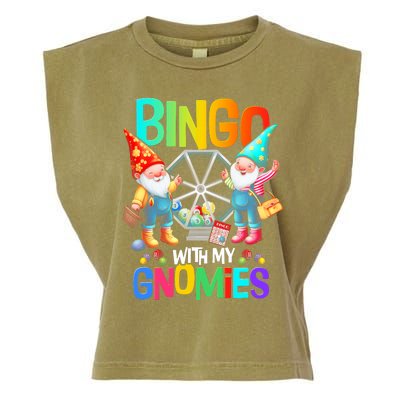 Bingo With My Gnomies Fun Bingo Gnome Squad Merry Christmas Garment-Dyed Women's Muscle Tee