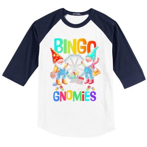 Bingo With My Gnomies Fun Bingo Gnome Squad Merry Christmas Baseball Sleeve Shirt