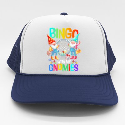 Bingo With My Gnomies Fun Bingo Gnome Squad Merry Christmas Trucker Hat