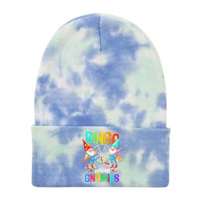 Bingo With My Gnomies Fun Bingo Gnome Squad Merry Christmas Tie Dye 12in Knit Beanie