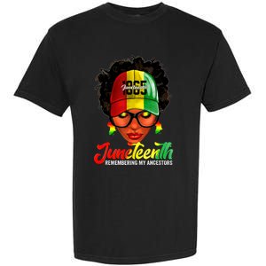 Black Women Messy Bun Juneteenth Remembering My Ancestors Garment-Dyed Heavyweight T-Shirt