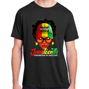 Black Women Messy Bun Juneteenth Remembering My Ancestors Adult ChromaSoft Performance T-Shirt