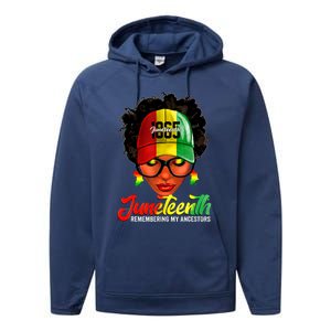 Black Women Messy Bun Juneteenth Remembering My Ancestors Performance Fleece Hoodie