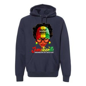 Black Women Messy Bun Juneteenth Remembering My Ancestors Premium Hoodie