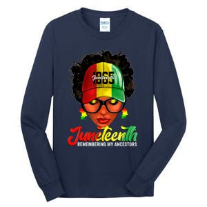 Black Women Messy Bun Juneteenth Remembering My Ancestors Tall Long Sleeve T-Shirt