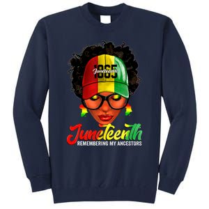 Black Women Messy Bun Juneteenth Remembering My Ancestors Tall Sweatshirt