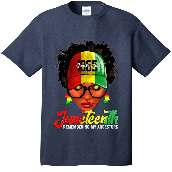 Black Women Messy Bun Juneteenth Remembering My Ancestors T-Shirt