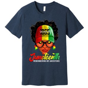 Black Women Messy Bun Juneteenth Remembering My Ancestors Premium T-Shirt