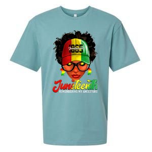 Black Women Messy Bun Juneteenth Remembering My Ancestors Sueded Cloud Jersey T-Shirt