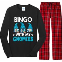 Bingo With My Gnomies Funny Bingo Gnome Long Sleeve Pajama Set