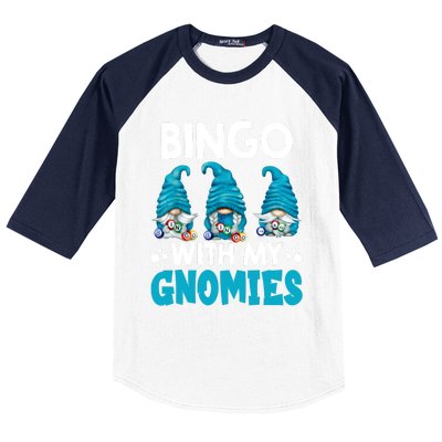 Bingo With My Gnomies Funny Bingo Gnome Baseball Sleeve Shirt