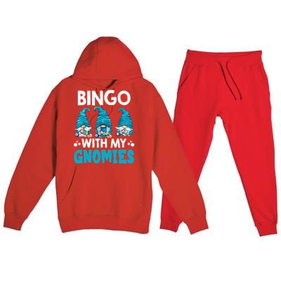 Bingo With My Gnomies Funny Bingo Gnome Premium Hooded Sweatsuit Set