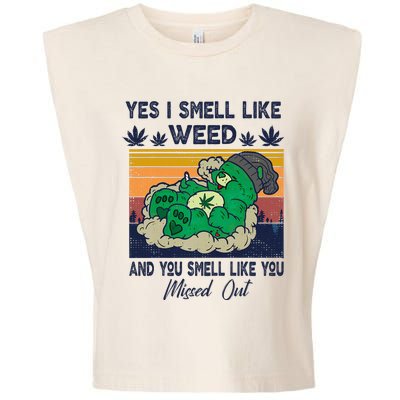 Bear Weed Marijuana 420 Smoker Yes I Smell Like Weed Garment-Dyed Women's Muscle Tee