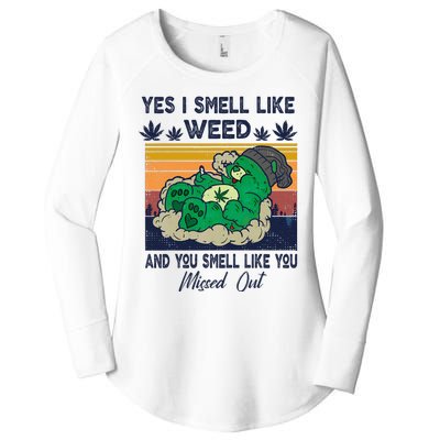 Bear Weed Marijuana 420 Smoker Yes I Smell Like Weed Women's Perfect Tri Tunic Long Sleeve Shirt