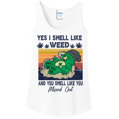 Bear Weed Marijuana 420 Smoker Yes I Smell Like Weed Ladies Essential Tank