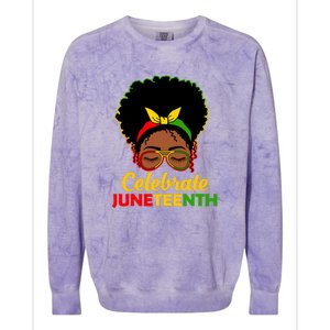 Black Women Messy Bun Juneteenth Celebrate Indepedence Day Gift African Pride Colorblast Crewneck Sweatshirt