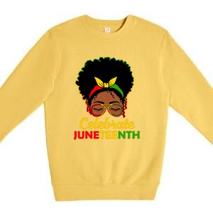 Black Women Messy Bun Juneteenth Celebrate Indepedence Day Gift African Pride Premium Crewneck Sweatshirt