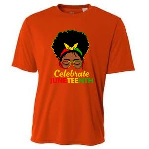 Black Women Messy Bun Juneteenth Celebrate Indepedence Day Gift African Pride Cooling Performance Crew T-Shirt