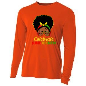 Black Women Messy Bun Juneteenth Celebrate Indepedence Day Gift African Pride Cooling Performance Long Sleeve Crew