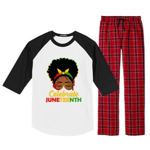 Black Women Messy Bun Juneteenth Celebrate Indepedence Day Gift African Pride Raglan Sleeve Pajama Set